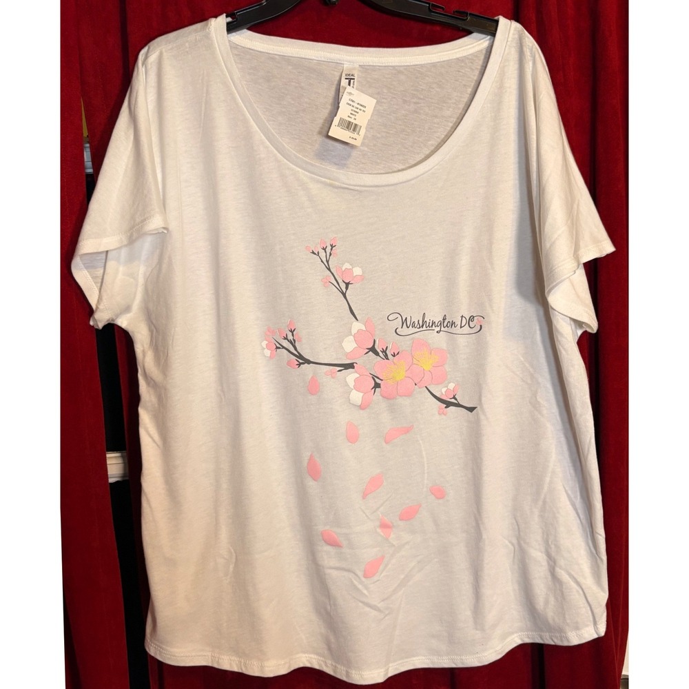 Next Level‎ Cherry Blossom Women XXL White New Washington DC Floral Scoop Neck